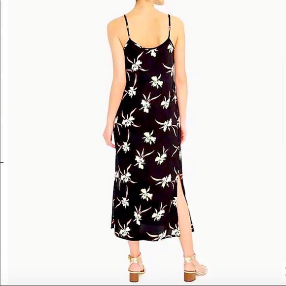 J Crew Factory Floral Print Midi Slip Dress with Side Slit - Picture 3 of 7